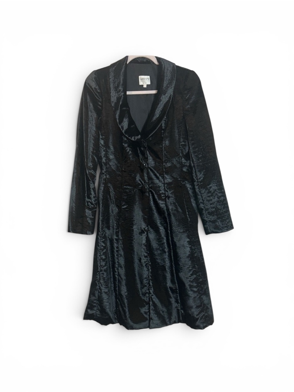 Armani Collezioni Textured Black Coat